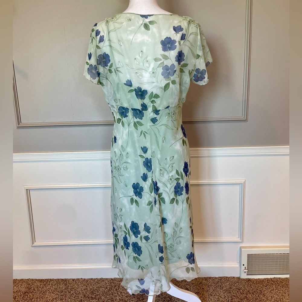 Vintage 90s dress 13 DBY Ltd Green Floral slip dress sheer whimsical fairycore - Picture 4 of 7